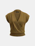 Wrap V Neck Sleeveless Knit Top