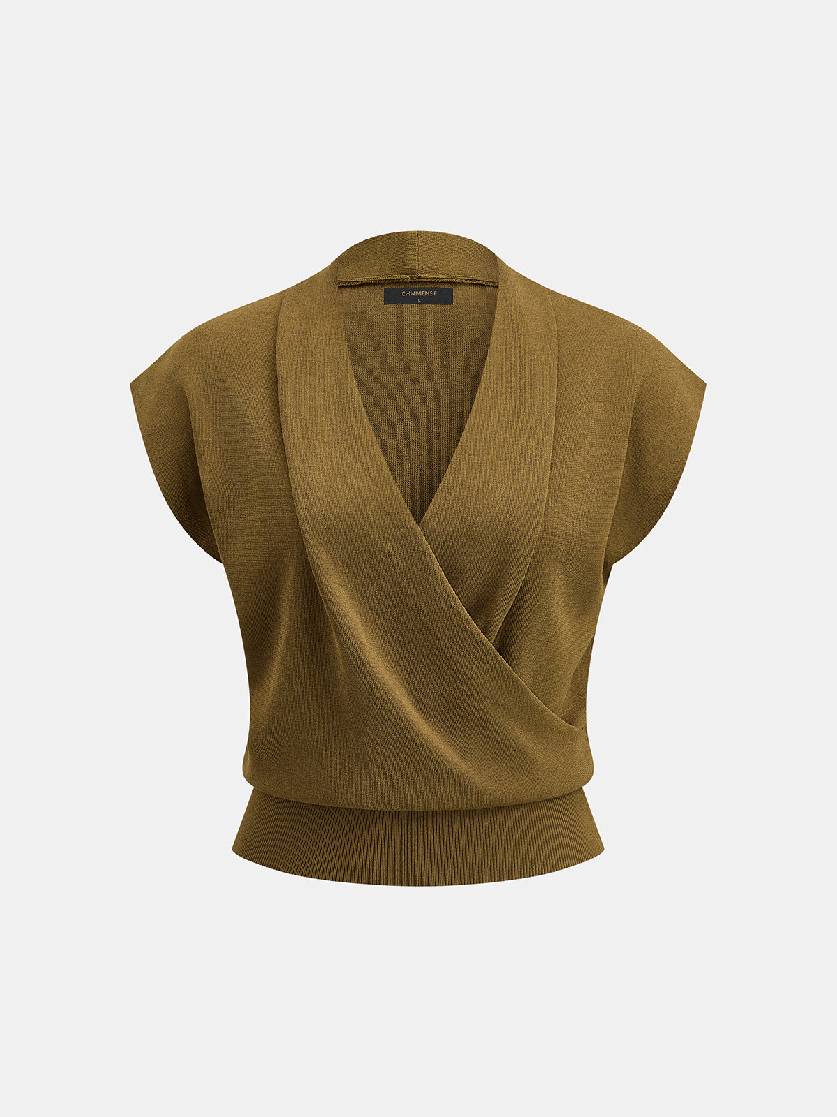 Wrap V Neck Sleeveless Knit Top