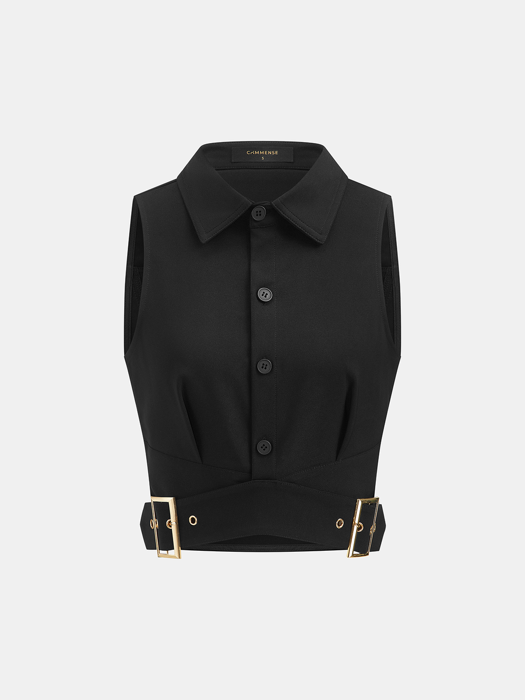 Collared Buckle Detail Vest & Pants Set