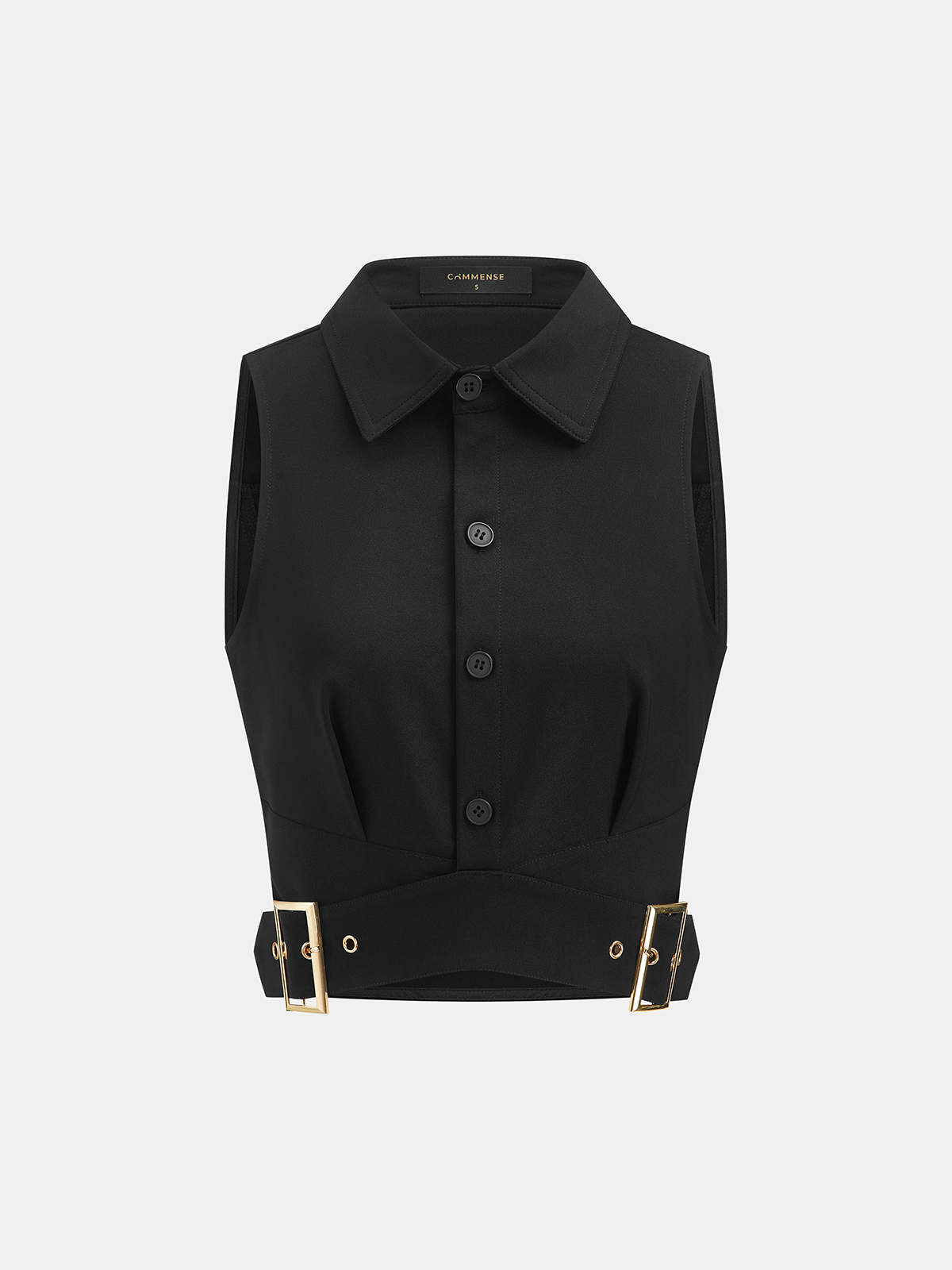 Collared Buckle Detail Vest & Pants Set