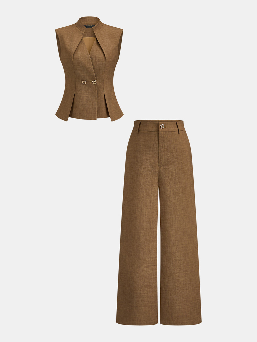 Structured Stand Collar Vest & Pants Set