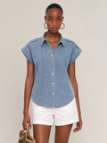 Epaulet Metal Button Denim Shirt