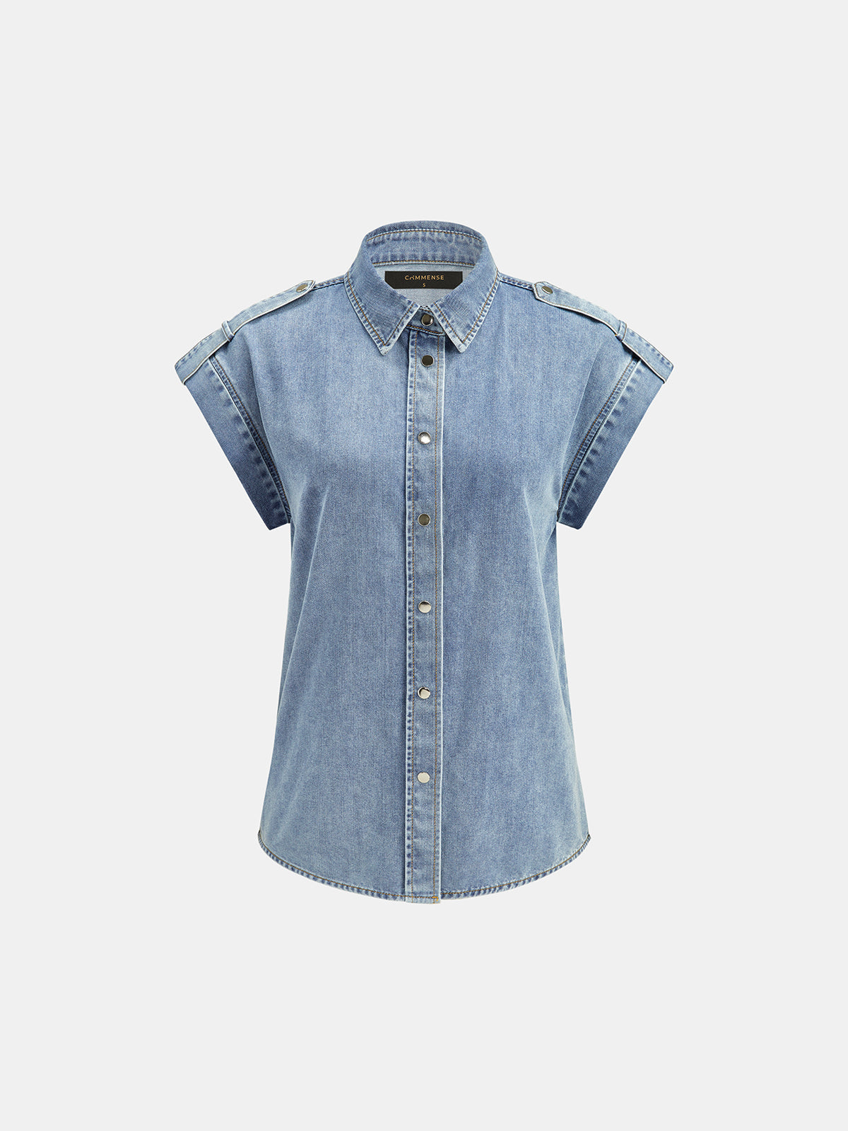 Epaulet Metal Button Denim Shirt