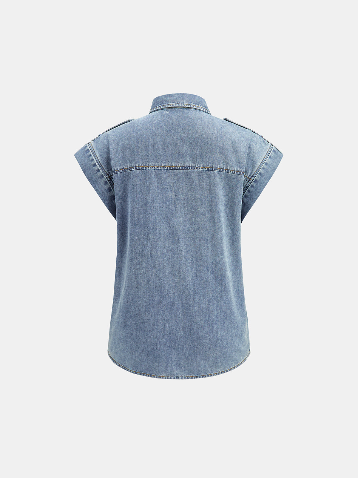 Epaulet Metal Button Denim Shirt