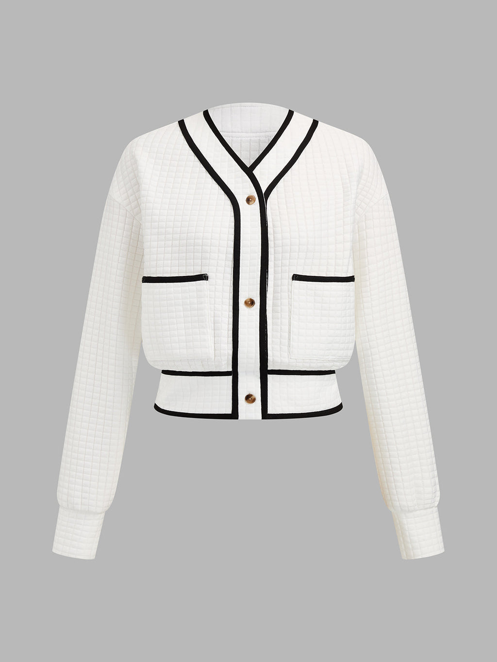 Contrast‑Trim Waffle Knit Two‑Piece Outfit