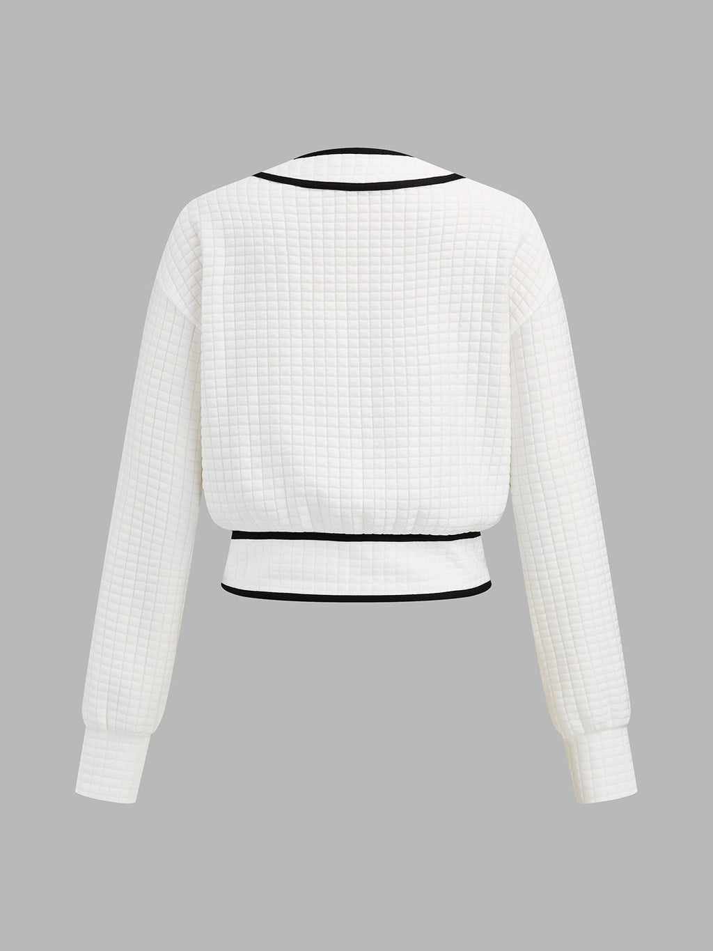 Contrast‑Trim Waffle Knit Two‑Piece Outfit