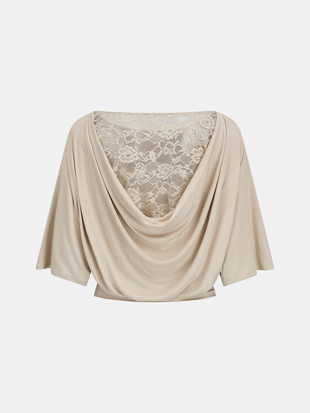 Lace Cowl Back Short Sleeve Top