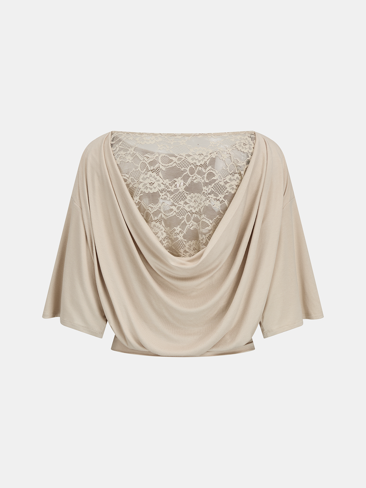 Lace Cowl Back Short Sleeve Top