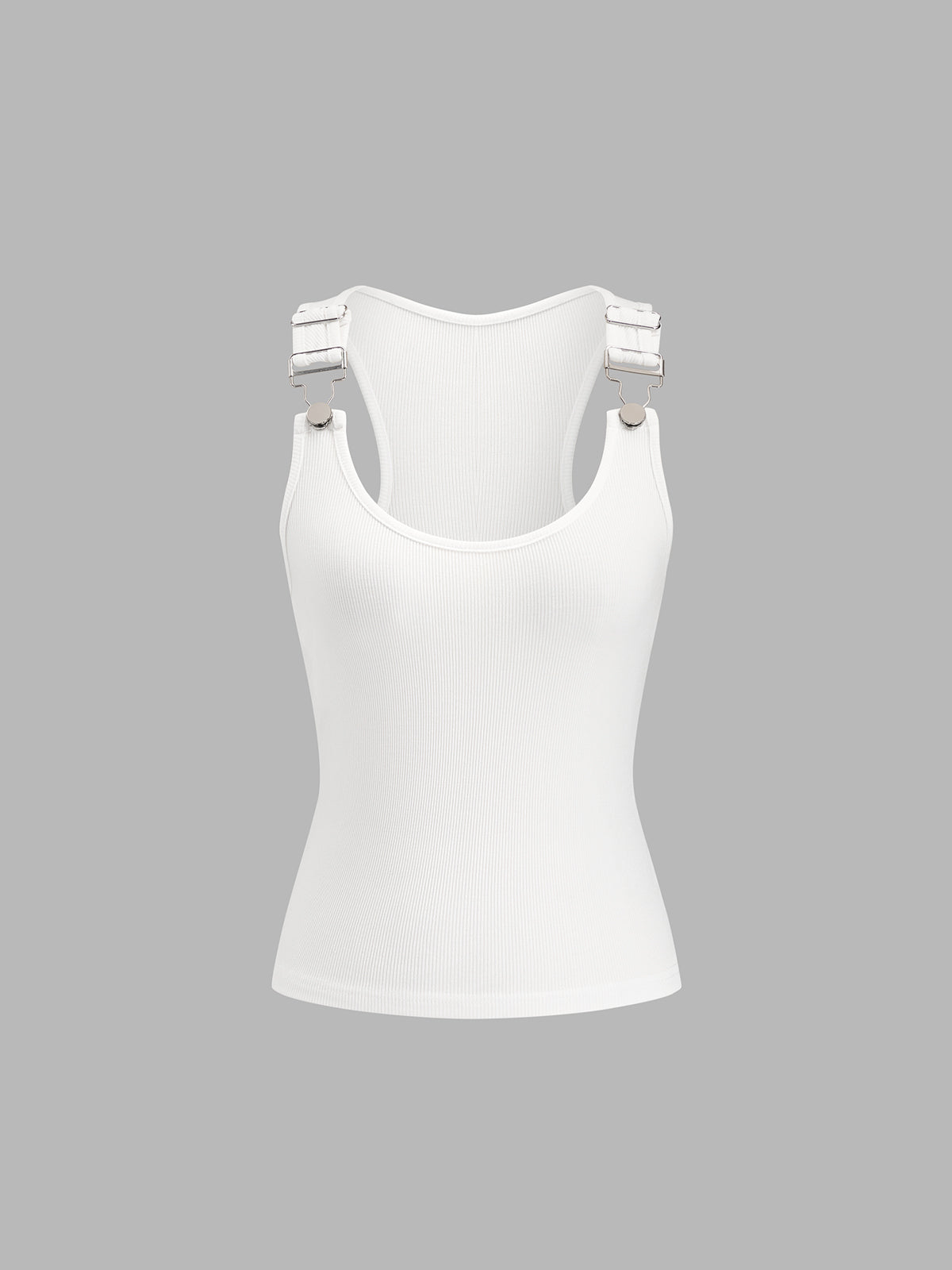 Ribbed Buckle Strap Tank Top