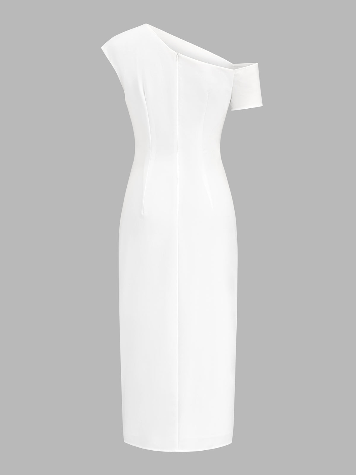 One Shoulder Ruched Slit Midi Dress