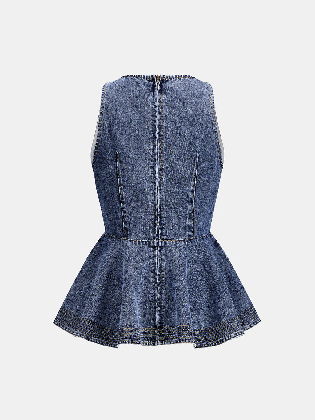 Sleeveless Peplum Denim Tank Top