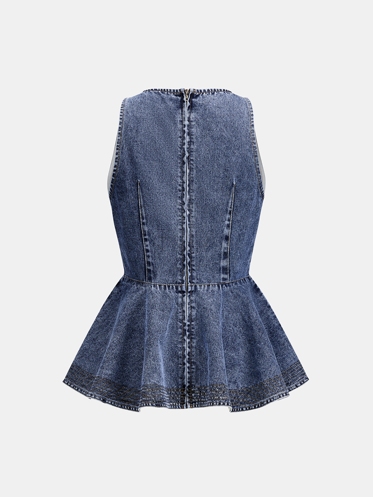 Sleeveless Peplum Denim Tank Top