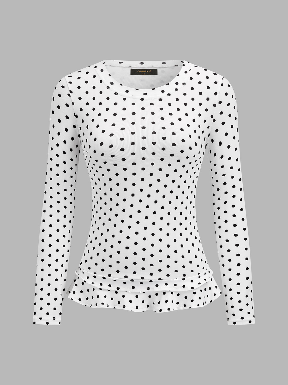Polka Dot Slim Long Sleeve Top