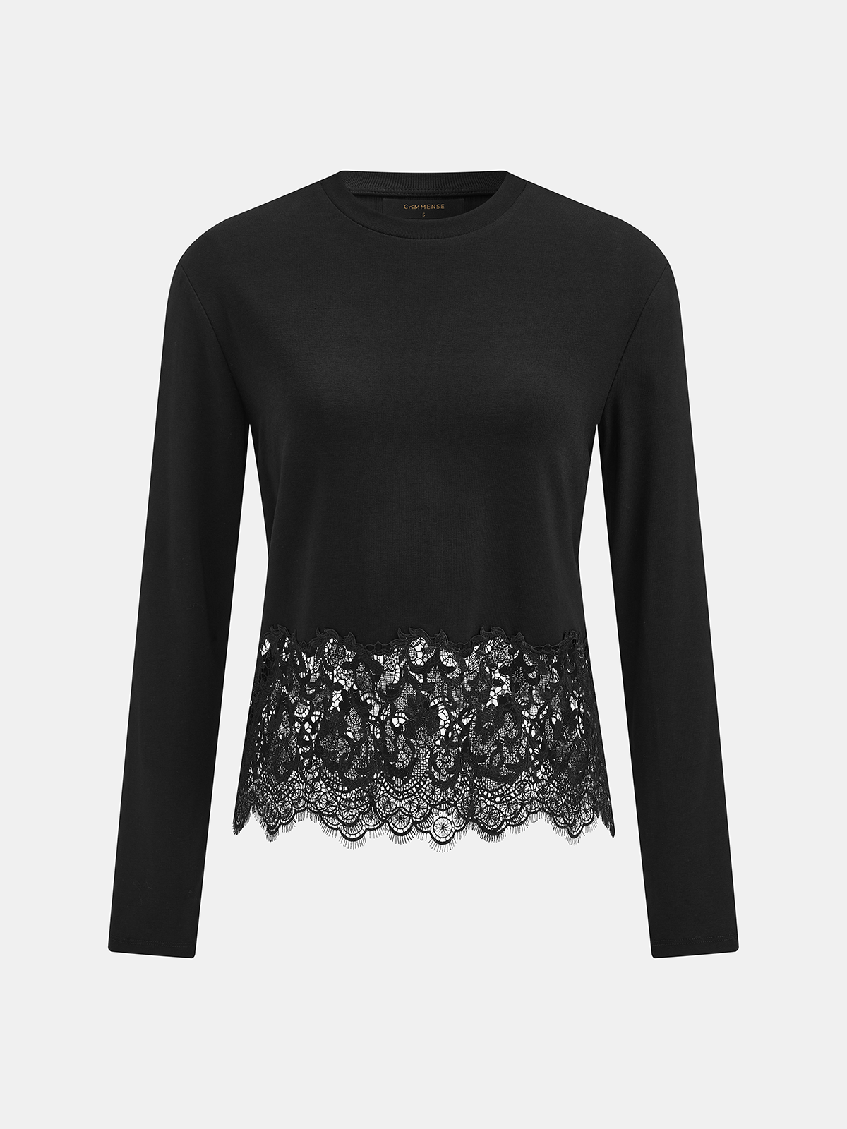 Lace Hem Long Sleeve Top