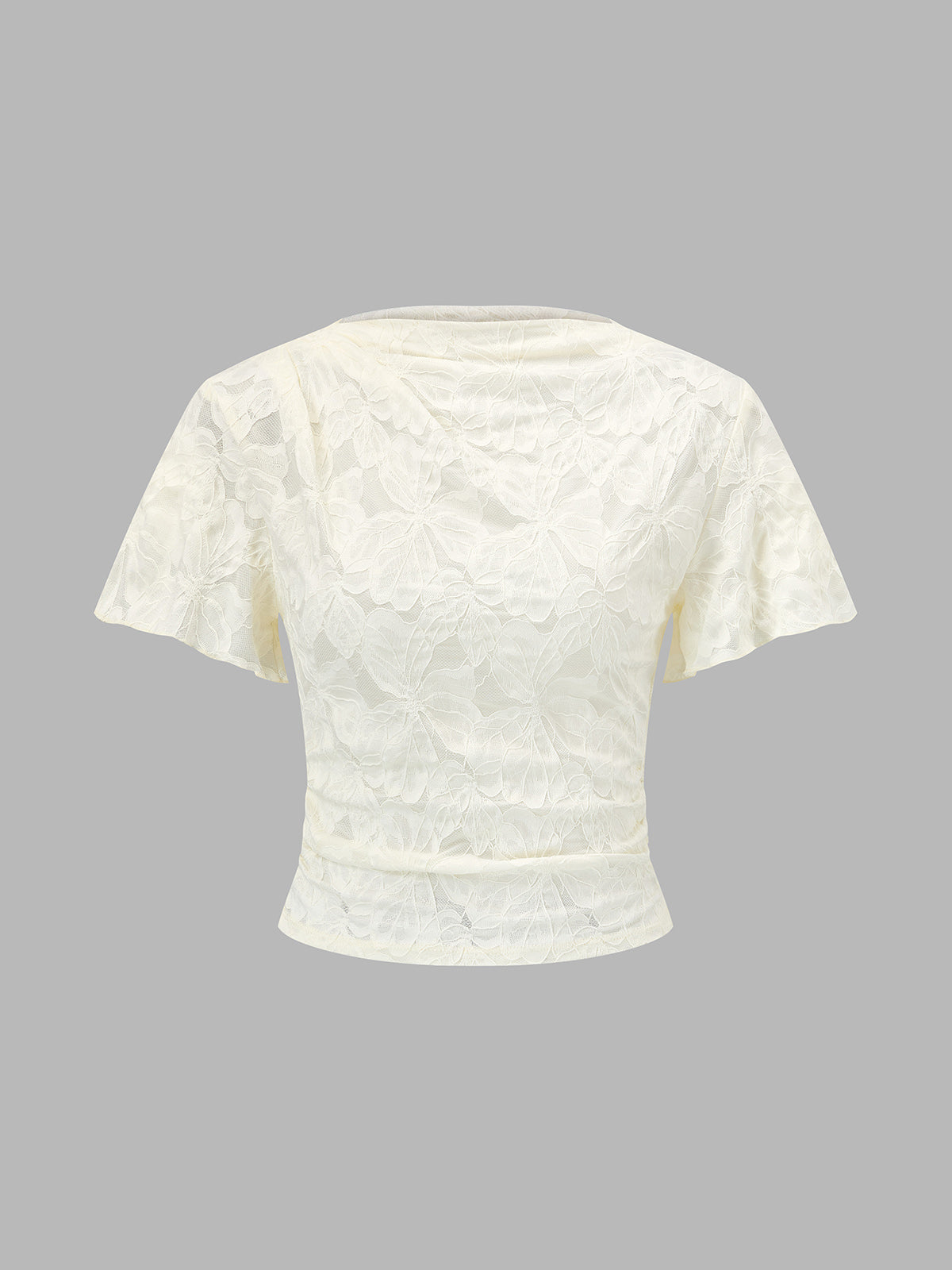 Floral Lace Semi-Sheer Short Sleeve Top