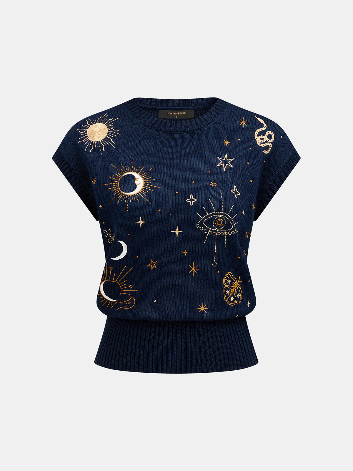 Celestial Embroidery Sleeveless Knit Vest