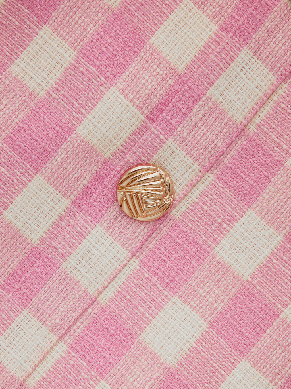 Button Front Gingham Tweed Mini Dress