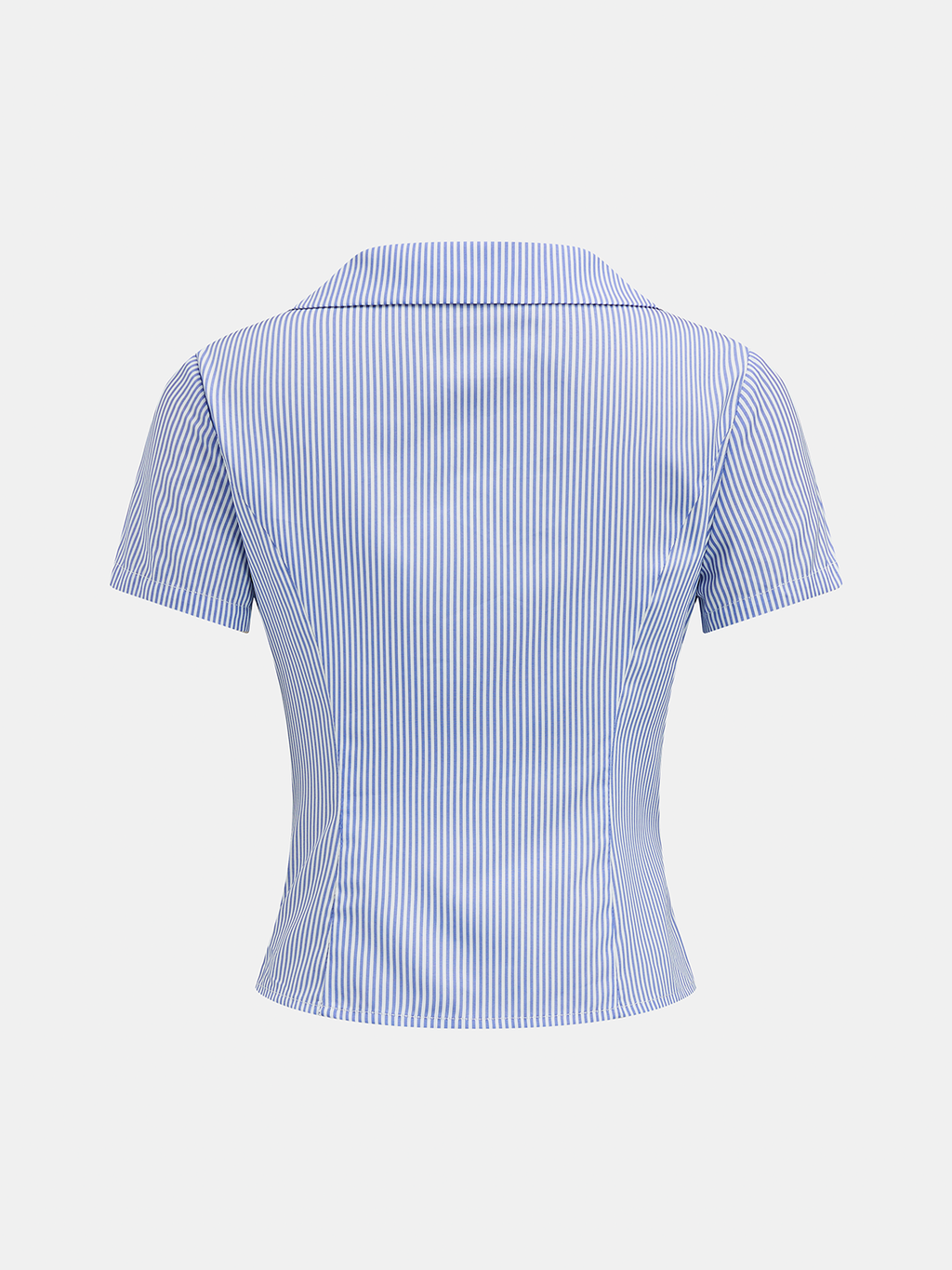 Collared Twisted Striped Short Sleeve Blouse