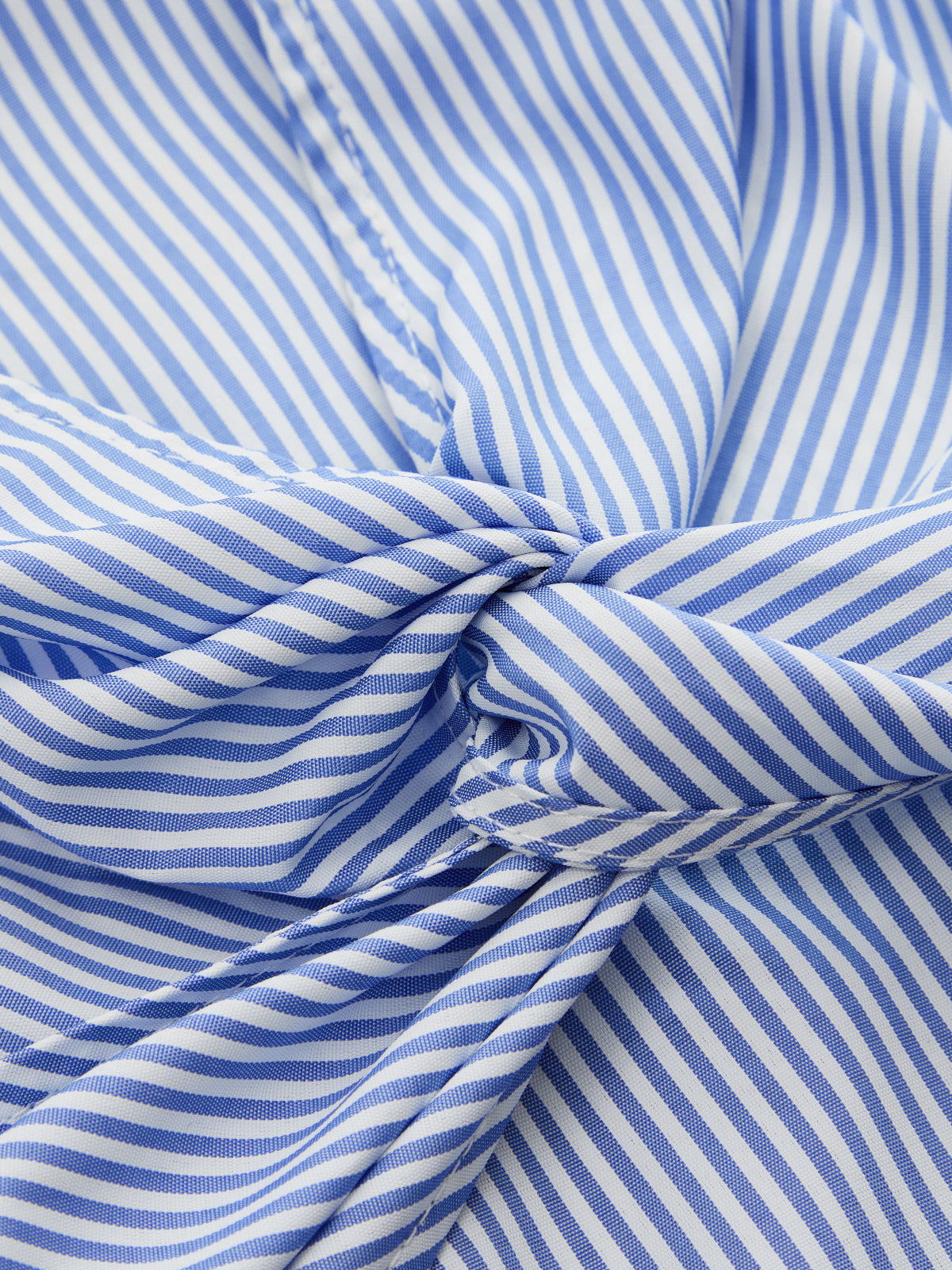 Collared Twisted Striped Short Sleeve Blouse