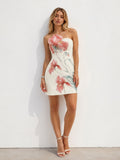 3D Iris Floral Strapless Bodycon Mini Dress