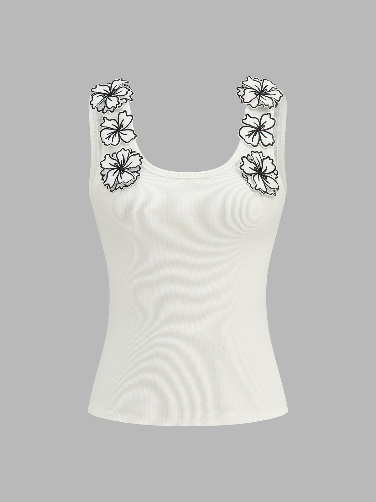 Flower Applique Slim Tank Top