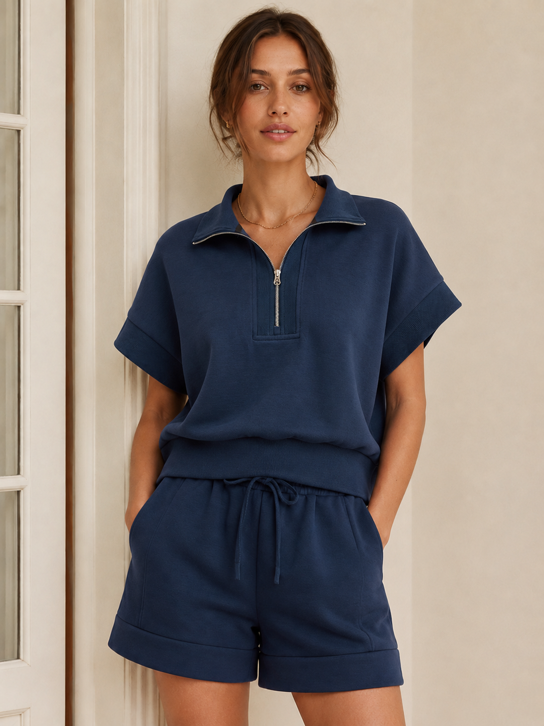 Half Zip Polo Casual Sweatshirt