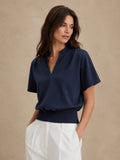 Stand Collar Short Sleeve Blouse