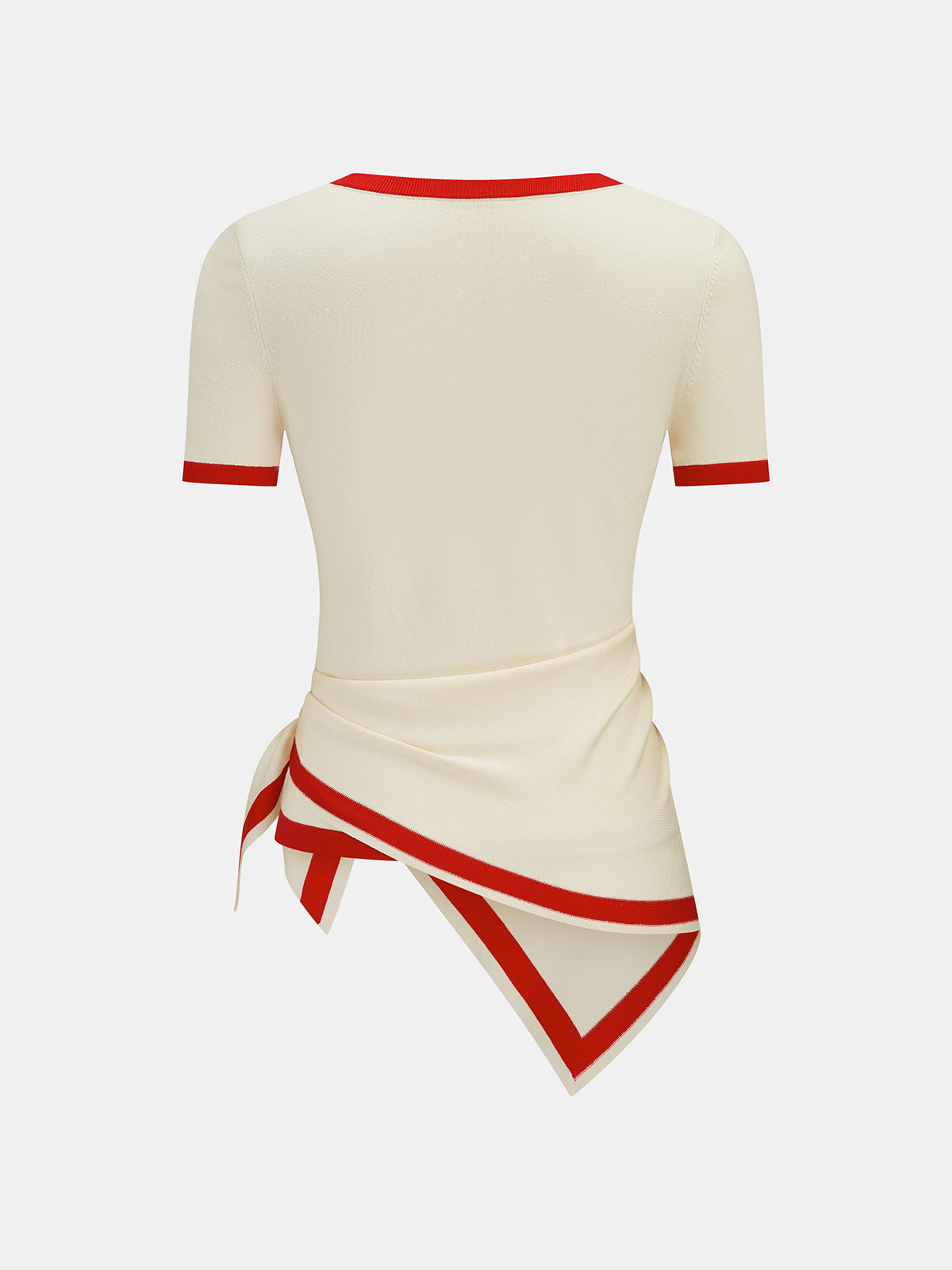 Detachable Sash Contrast Trim Knit Top