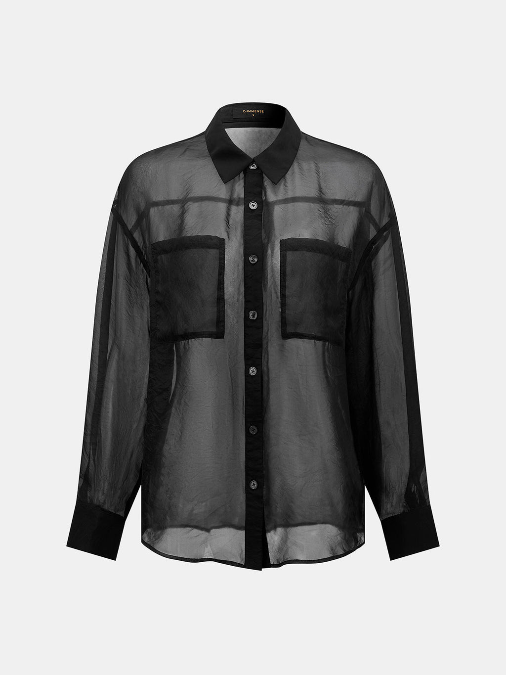 Sheer Organza Belted Loose Shirt