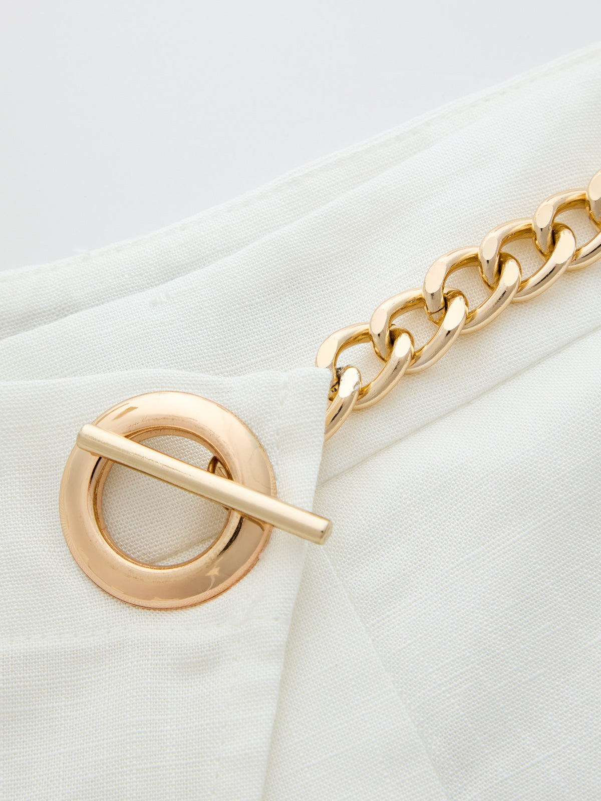 Chain Ring Overlap Casual Linen Blend Pants