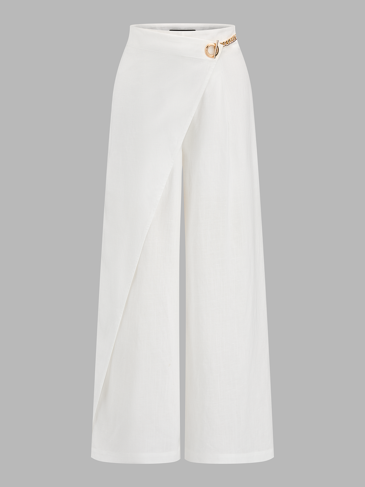 Chain Ring Overlap Casual Linen Blend Pants