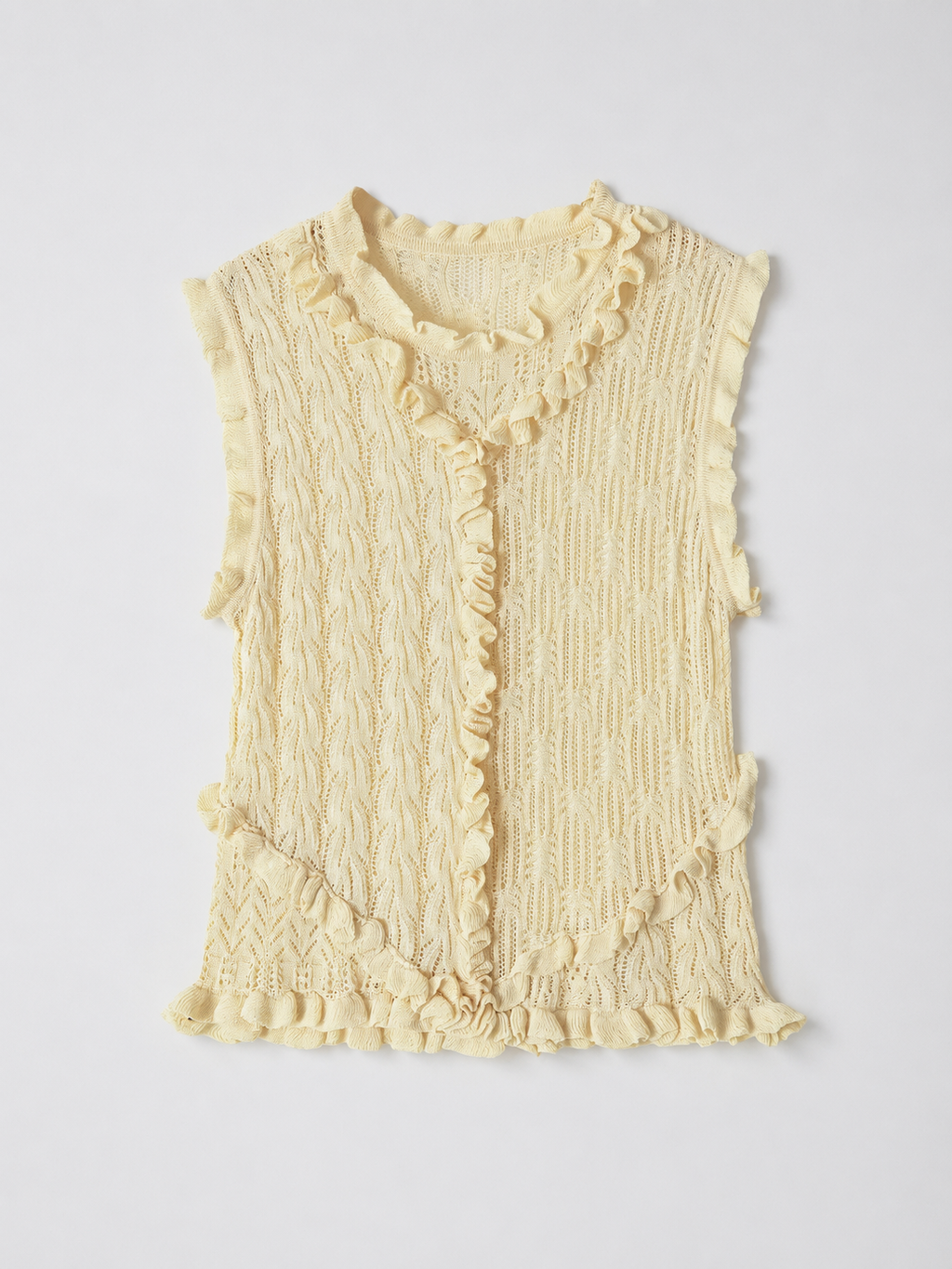 Ruffle Trim Openwork Knit Top