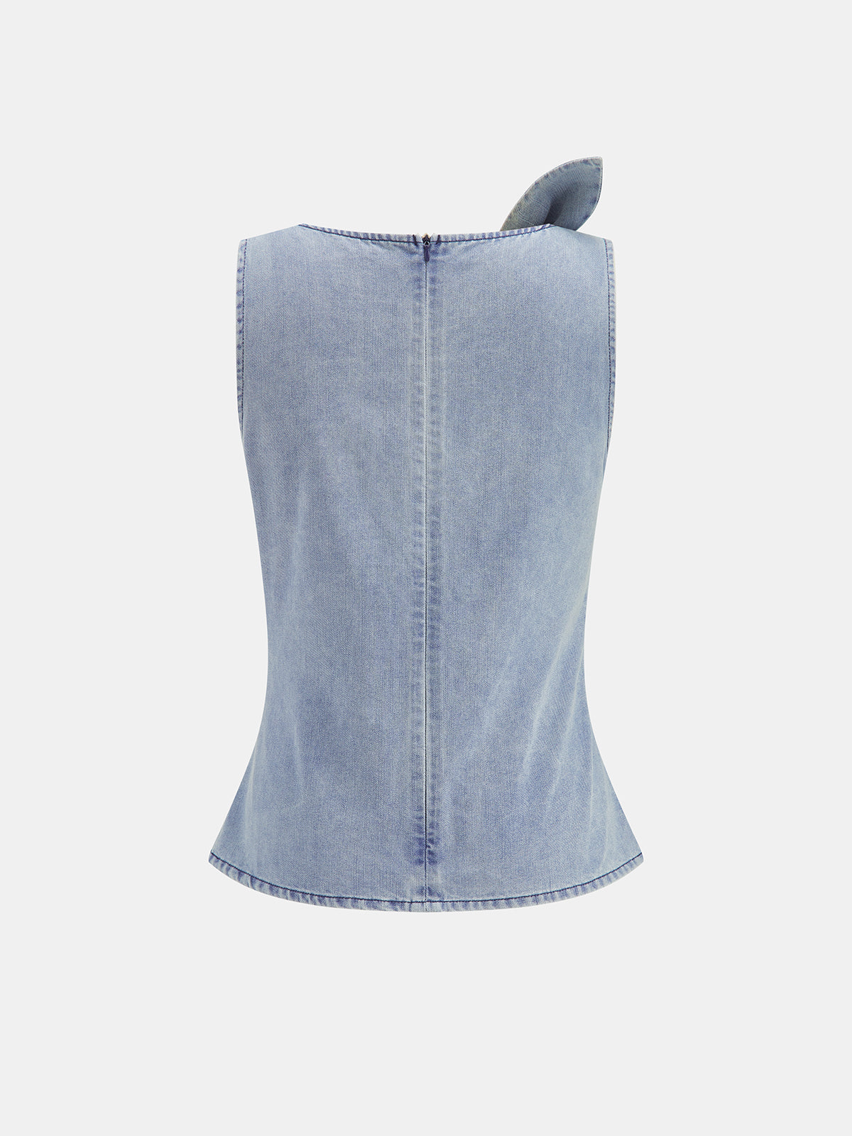 Bow Twist Sleeveless Denim Top