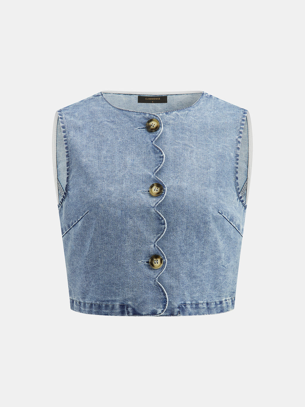 Scallop Edge Denim Two Piece Skirt Set