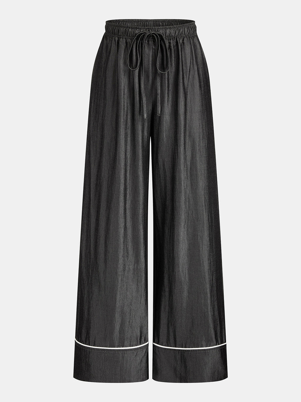 Contrast Piping Blouse & Drawstring Pants Set