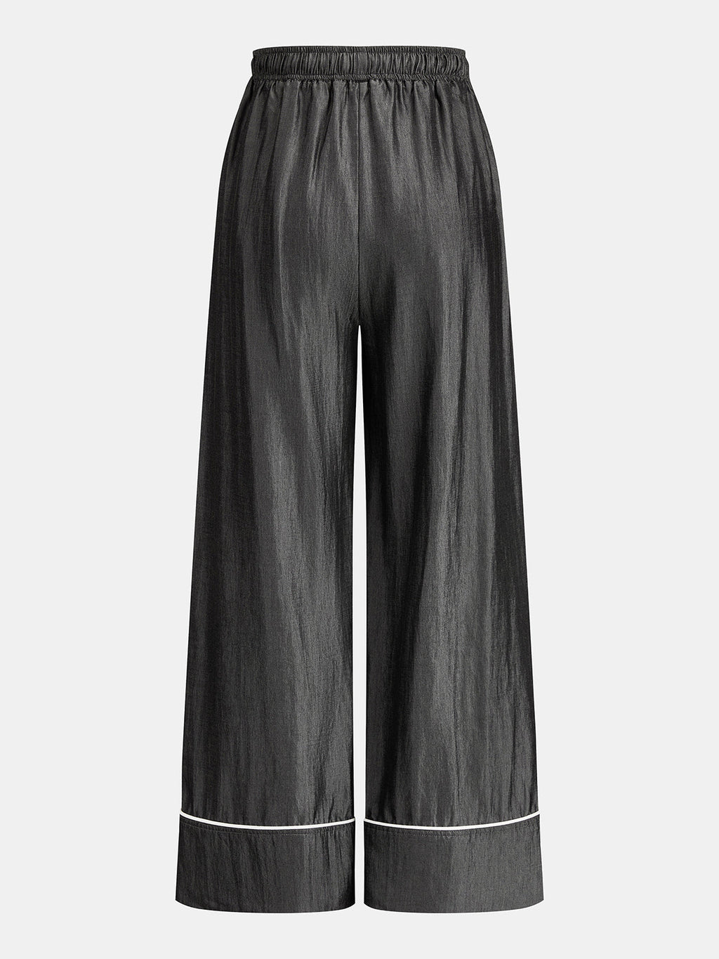 Contrast Piping Blouse & Drawstring Pants Set