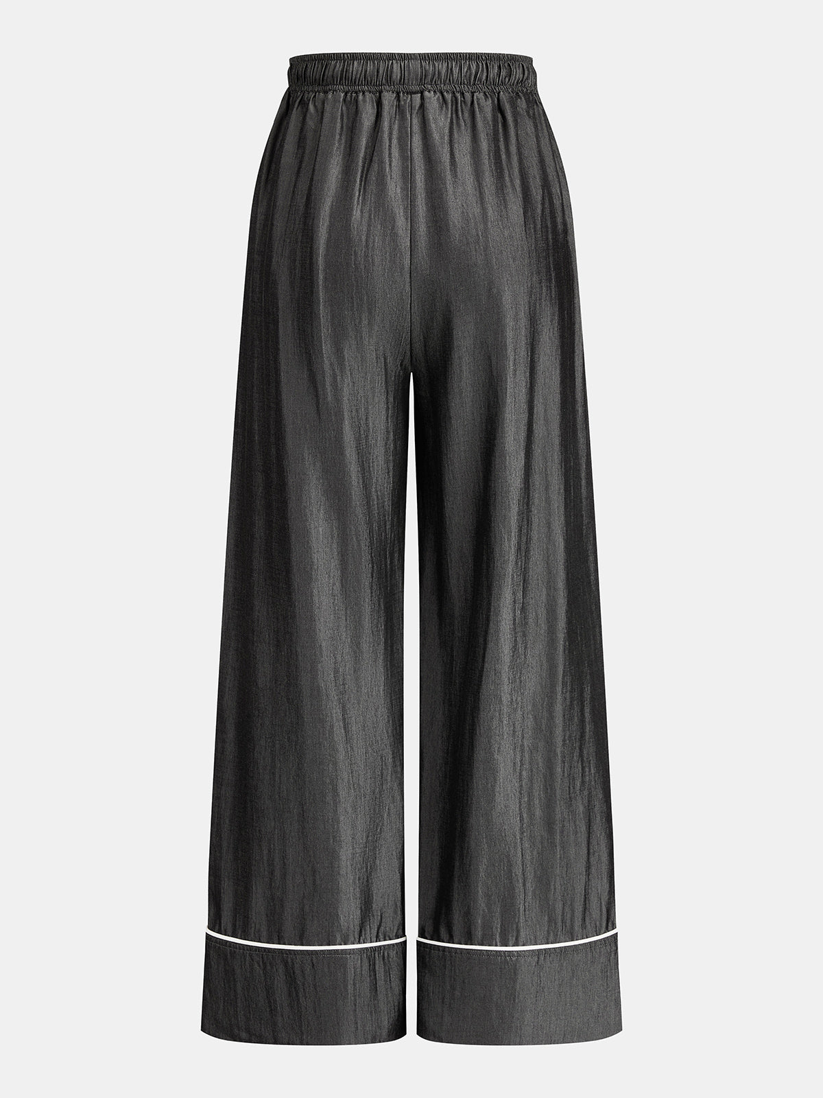 Contrast Piping Blouse & Drawstring Pants Set