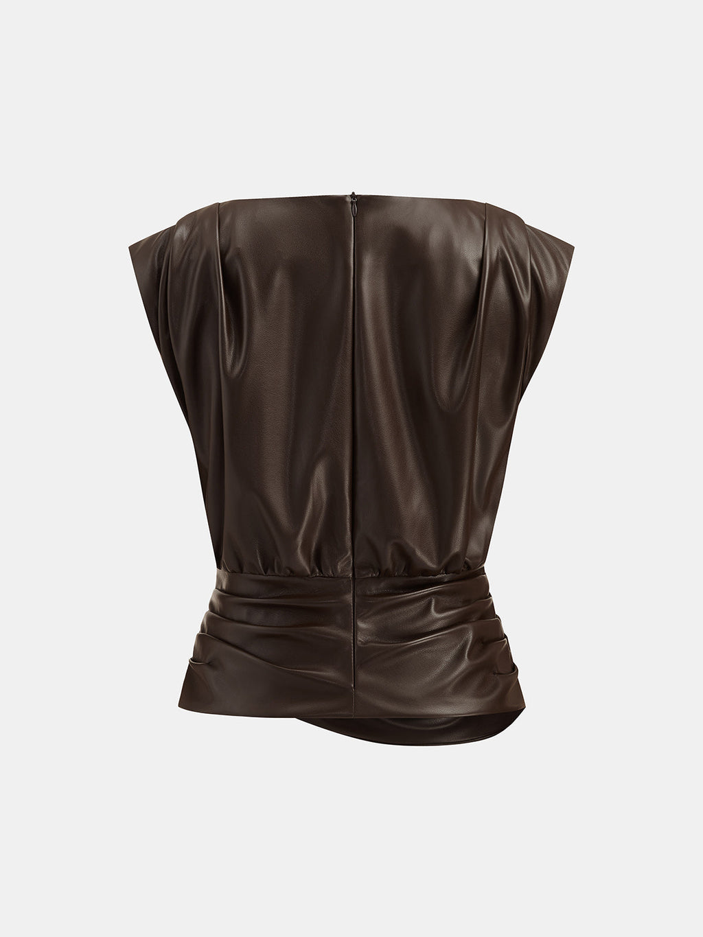 Faux Leather Ruched Waist Top