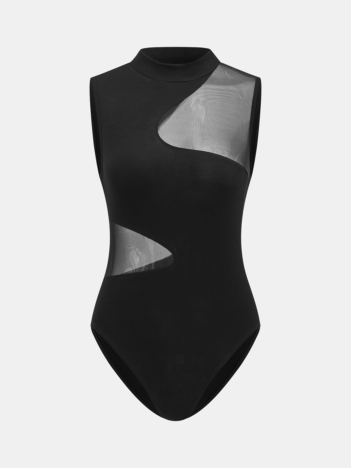 Mesh Panel Sleeveless Bodysuit
