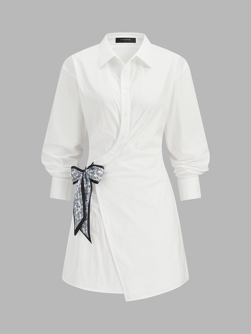 Paisley Bow Wrap Cotton Shirt Dress