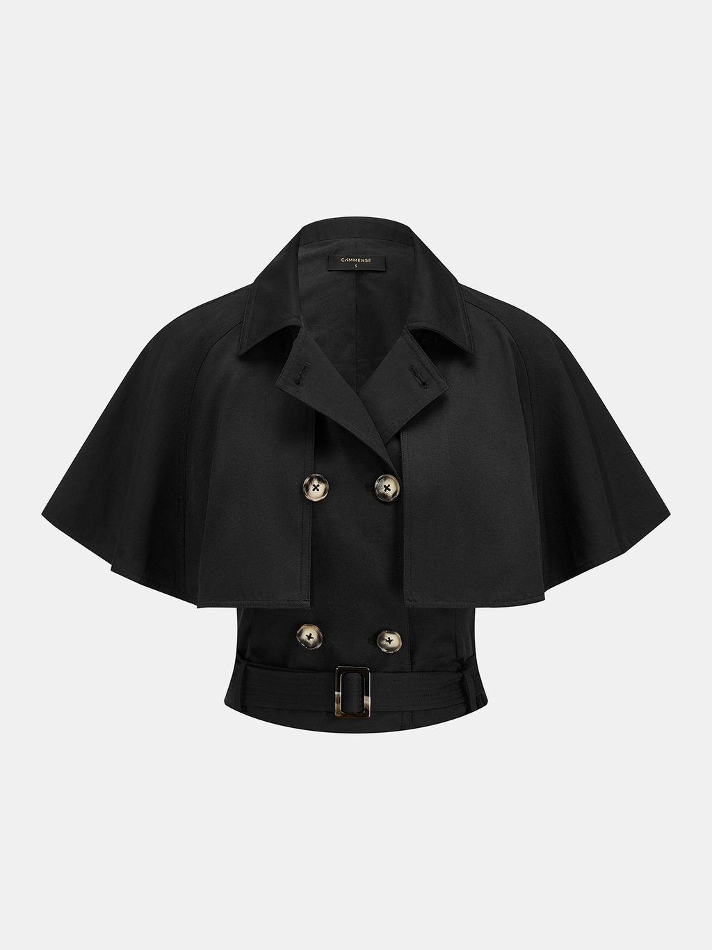 Detachable Cape Double Breasted Belted Trench Coat