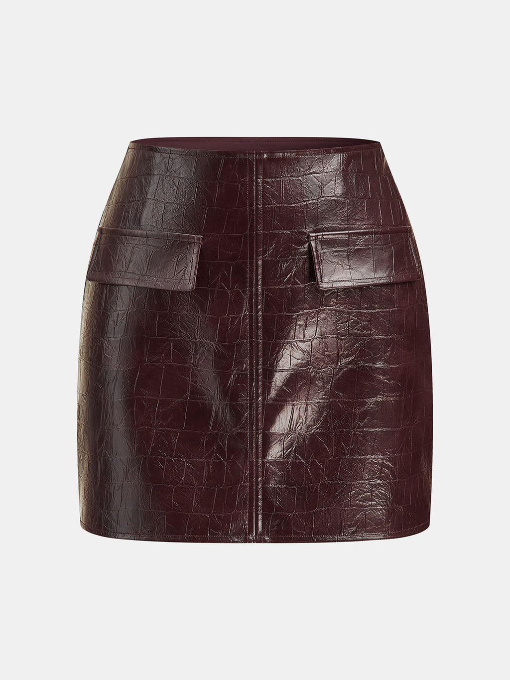 Croc Embossed Faux Leather Mini Skirt