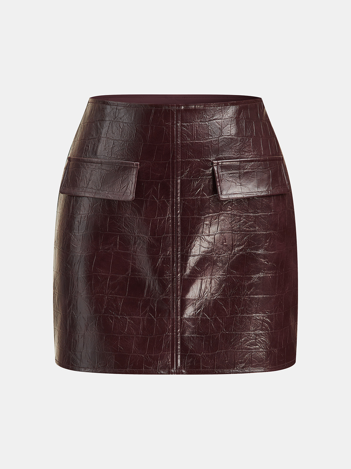 Croc Embossed Faux Leather Mini Skirt