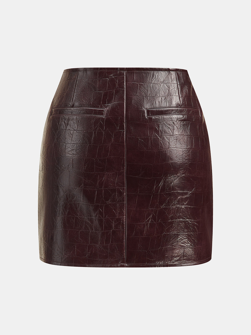 Croc Embossed Faux Leather Mini Skirt