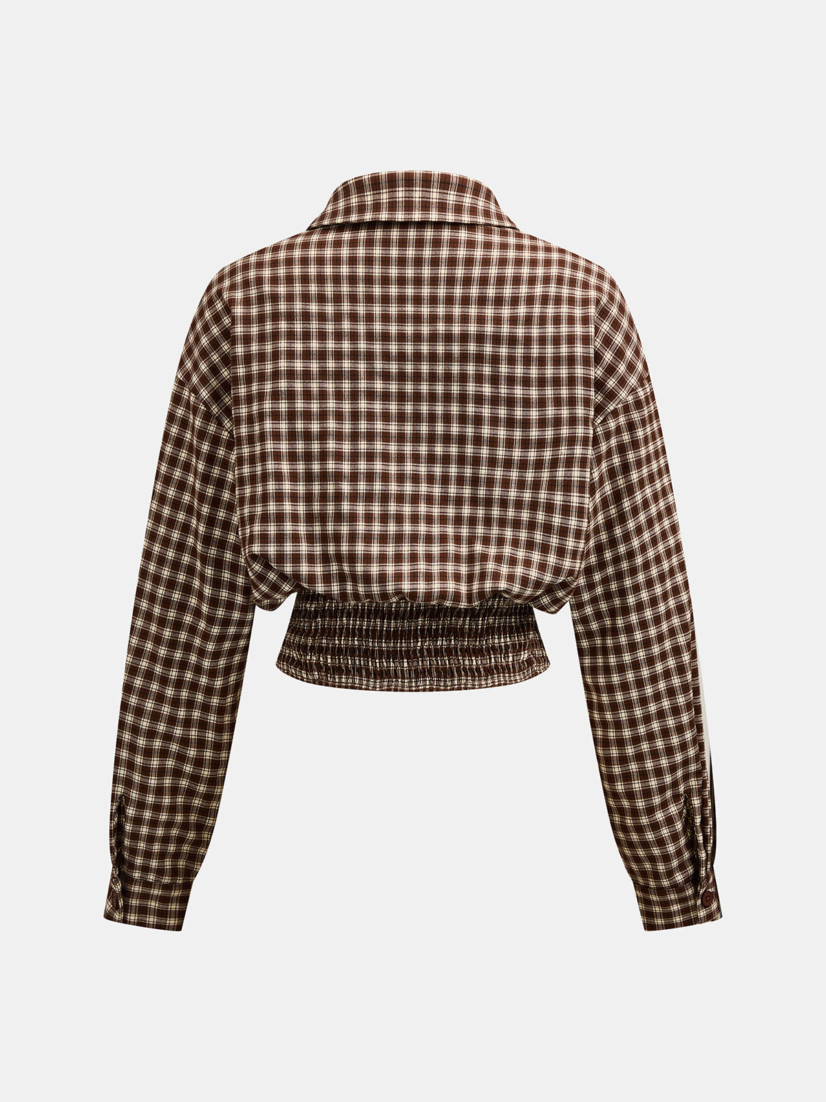 Plaid Cropped Long Sleeve Button Down Shirt