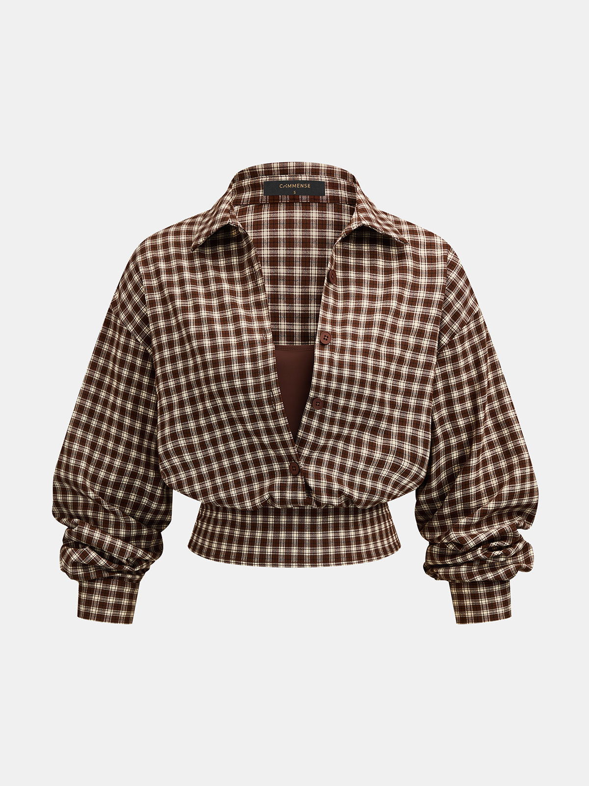 Plaid Cropped Long Sleeve Button Down Shirt