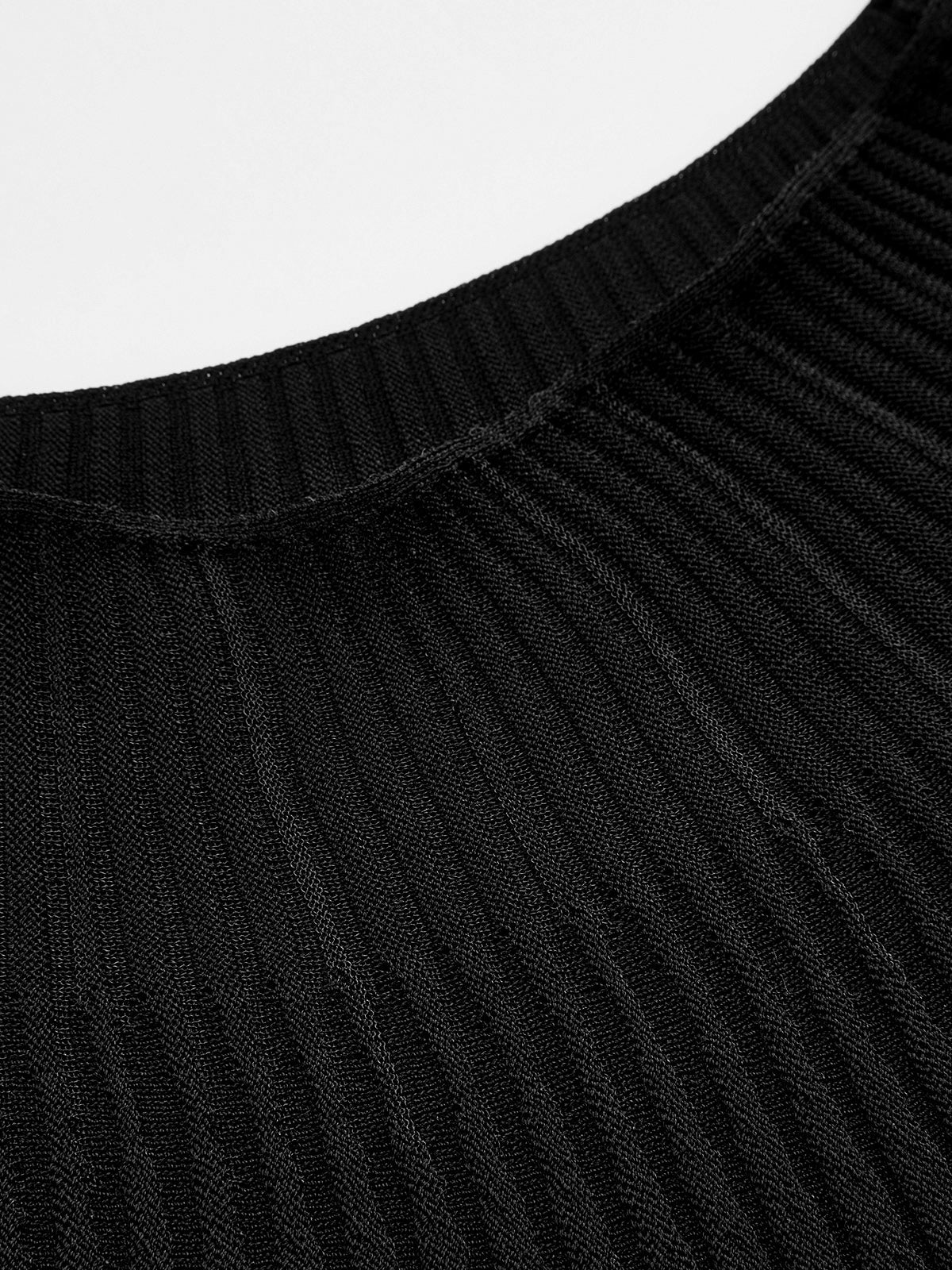 Ribbed Sheer Crew Neck Short Sleeve Knit Top
