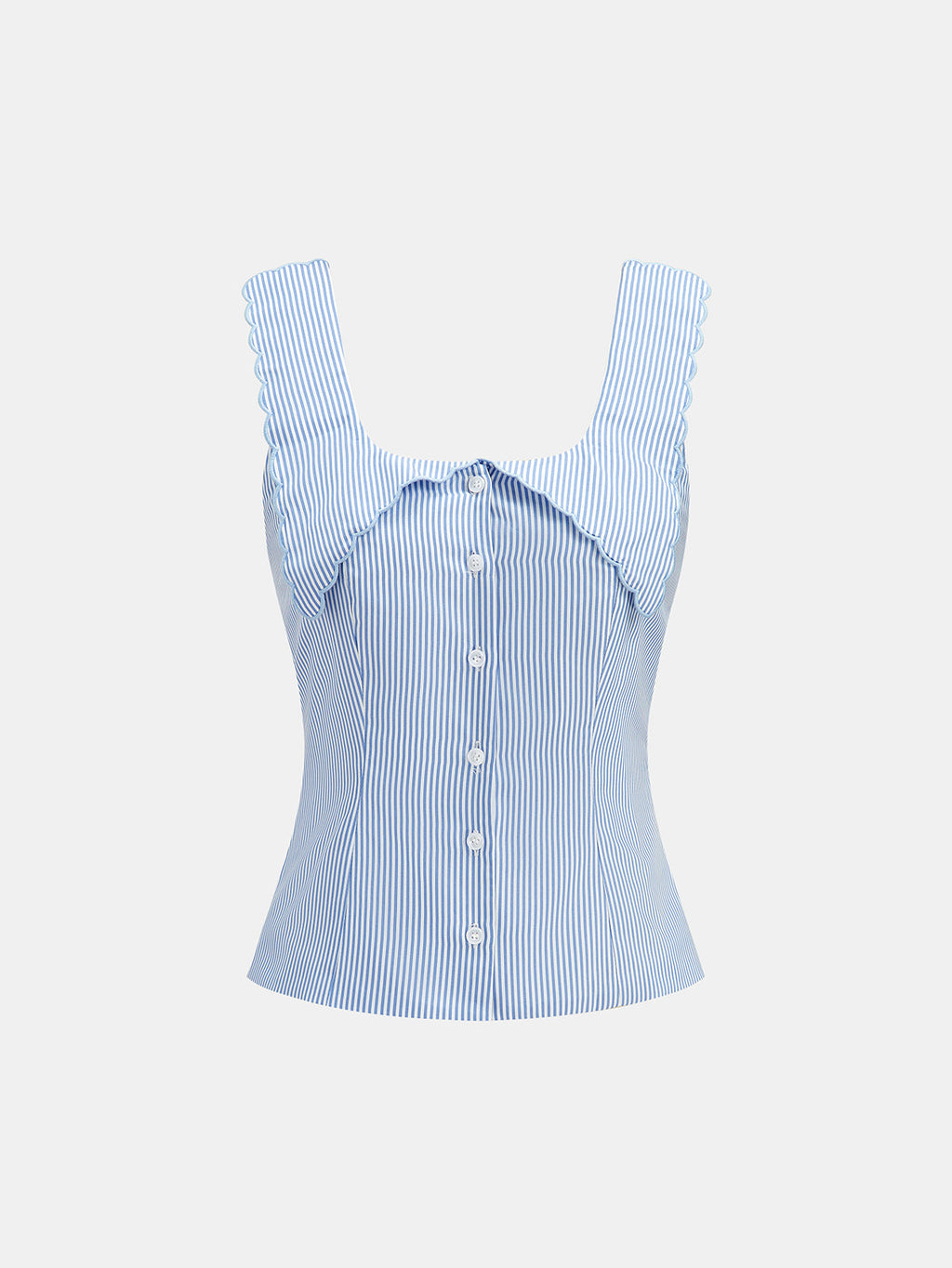 Scalloped Edge Striped Fold Over Tank Top