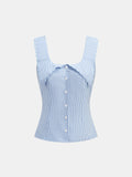 Scalloped Edge Striped Fold Over Tank Top