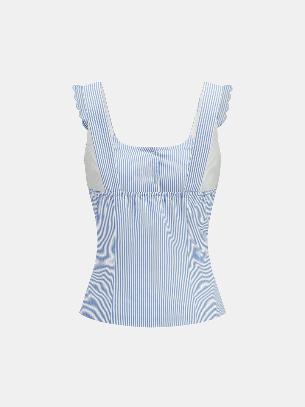 Scalloped Edge Striped Fold Over Tank Top